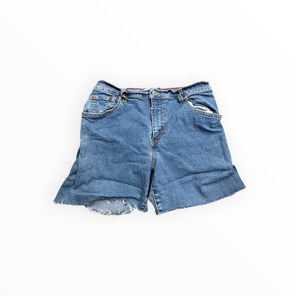 Levi's Shorts Womens 10 Blue‎ 550 Relaxed Fit Cutoff Denim Raw Hem Stretch